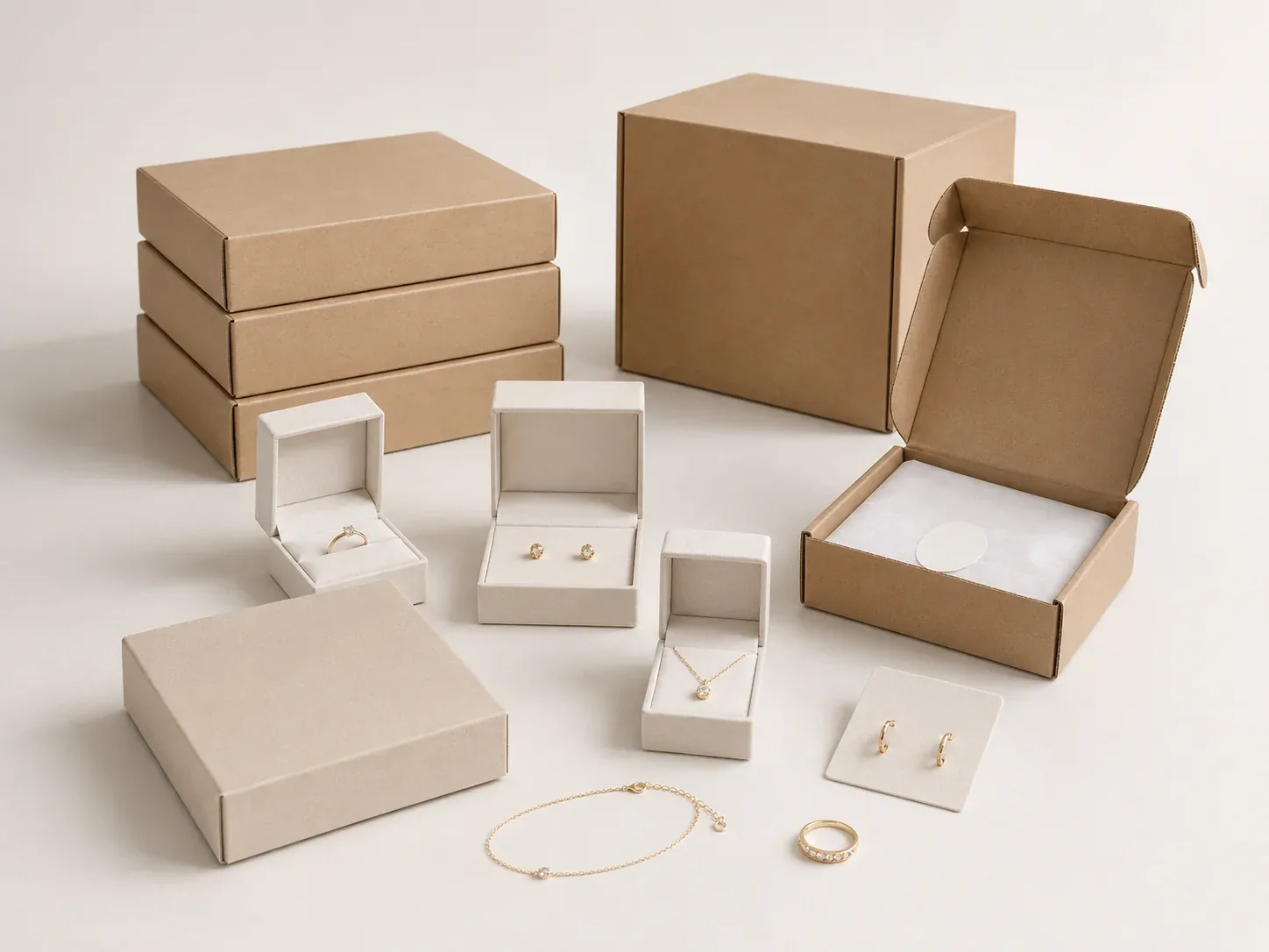 Jewelry packaging ready for online fulfillment and global delivery.