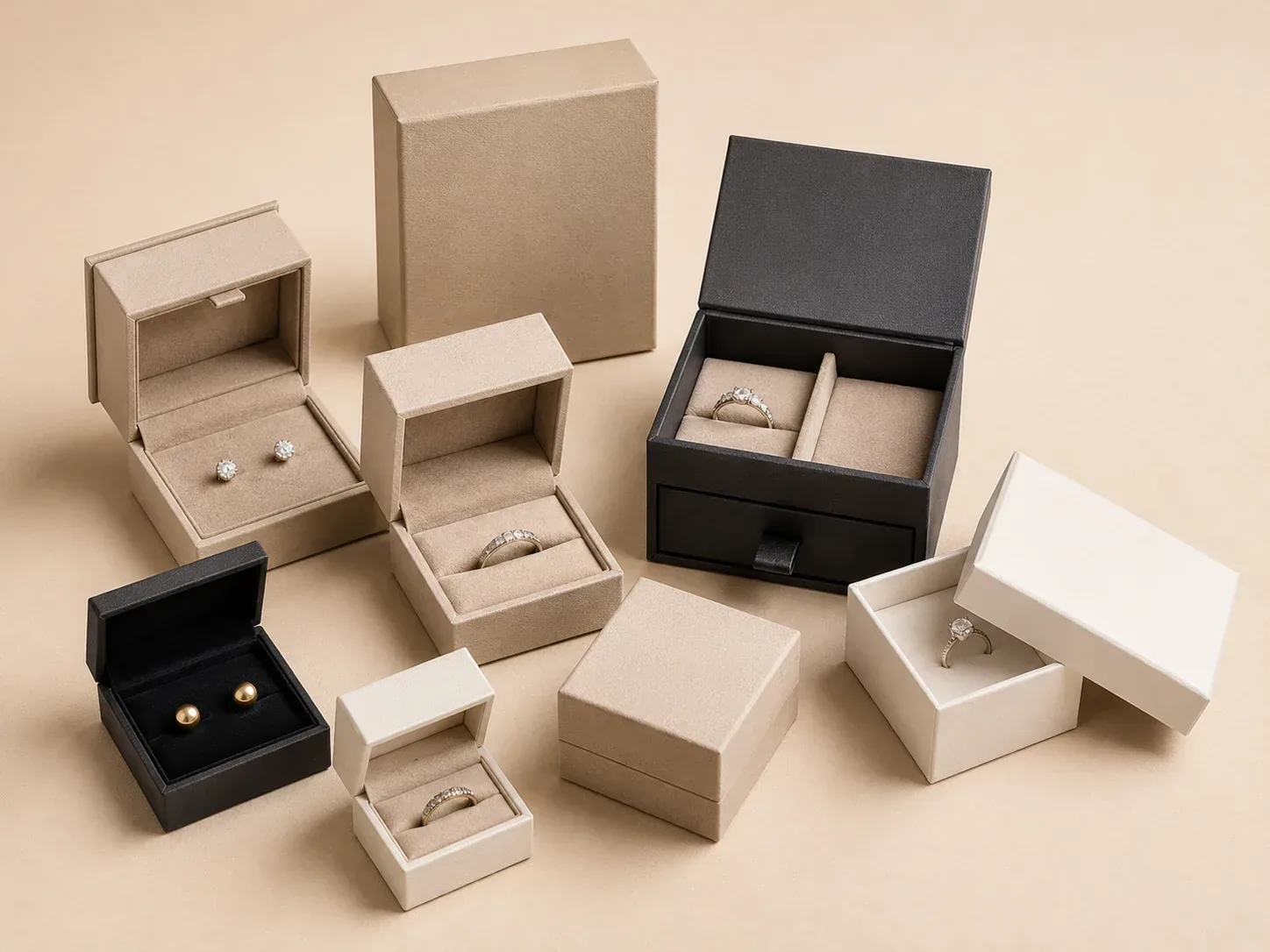 Custom ring and earring packaging box.
