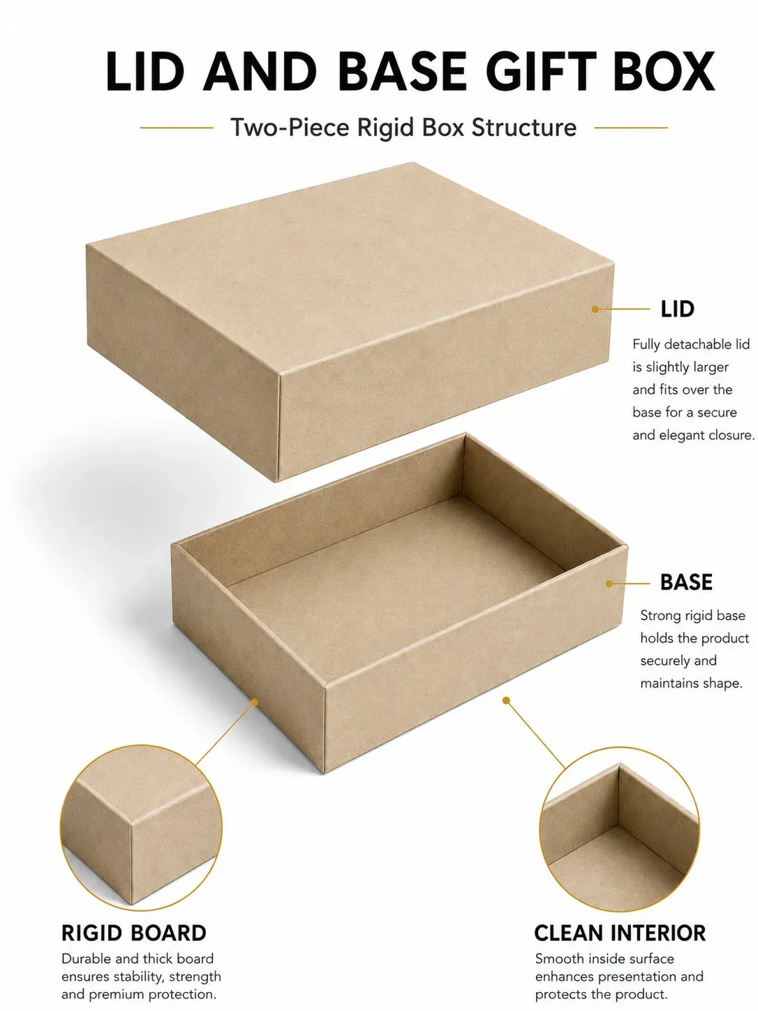 Custom lid and base gift box with fitted insert for product presentation